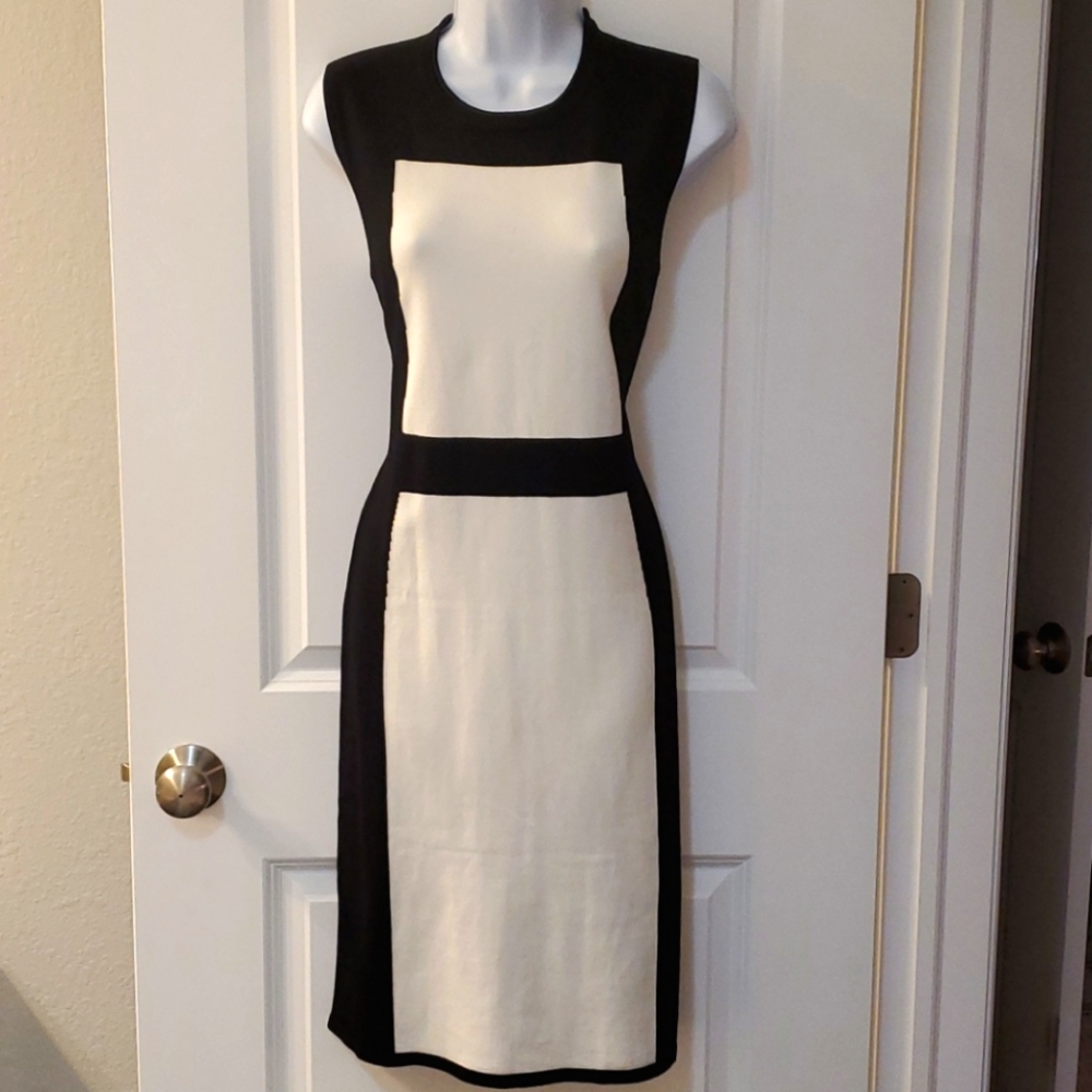 NWT Anne Klein size L black/cream dress
